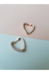 Beyaz Taşlı Beyaz Kalp Model Rose Gümüş Küpe
