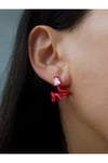 Taşlı Twisted Küpe - Pembe