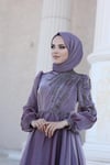 Helen Tesettür Abiye Lila