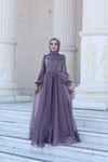 Helen Tesettür Abiye Lila