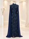 Talya Payetli Ve Apolet Detaylı Lacivert Tesettür Abiye