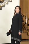 Umay Siyah Şifon Kumaş Pantolon İkili Takım