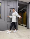 3 İplik Asimetrik Hırka Beyaz