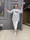 3 İplik Asimetrik Hırka Gri
