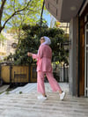 AyRobin Çizgili Takım Pembe