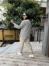 Baskılı Çizgili Sweat Lacivert