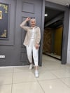 Bej Çizgili İçlik Detaylı Gömlek