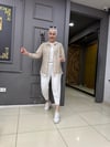 Bej Çizgili İçlik Detaylı Gömlek