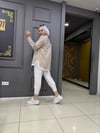 Bej Çizgili İçlik Detaylı Gömlek