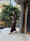 Bel Bağcık Çizgili Gömlek Kahve