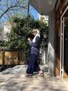 Bel Bağcık Çizgili Gömlek Lacivert