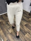 Beli Lastikli Kumaş Krem Pantolon 