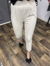 Beli Lastikli Kumaş Krem Pantolon 