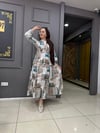 Beyaz Kahve Desen Elbise