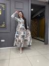 Beyaz Kahve Desen Elbise