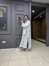 Bodrum Kumaş Biyeli Kimono Beyaz