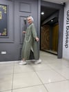 Bodrum Kumaş Biyeli Kimono Haki