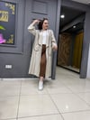 Bodrum Kumaş Biyeli Kimono Krem
