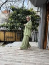 Boncuk İşlemeli Keten Takım Yeşil