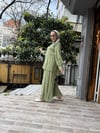 Boncuk İşlemeli Keten Takım Yeşil