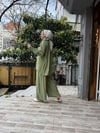 Boncuk İşlemeli Keten Takım Yeşil
