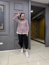 Bordo Çizgili İçlik Detaylı Gömlek