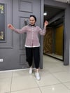 Bordo Çizgili İçlik Detaylı Gömlek