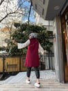 Çantalı Uzun Kürk Yelek Bordo