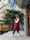 Çantalı Uzun Kürk Yelek Bordo