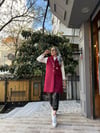 Çantalı Uzun Kürk Yelek Bordo