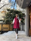 Çantalı Uzun Kürk Yelek Bordo
