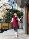 Çantalı Uzun Kürk Yelek Bordo