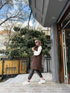 Çantalı Uzun Kürk Yelek Kahve