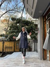Çantalı Uzun Kürk Yelek Lacivert