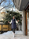 Çantalı Uzun Kürk Yelek Lacivert