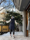 Çantalı Uzun Kürk Yelek Lacivert