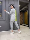Çift Renk Hırka Neon Yeşili Gri