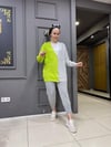 Çift Renk Hırka Neon Yeşili Gri