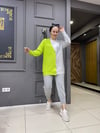 Çift Renk Hırka Neon Yeşili Gri