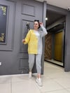 Çift Renk Hırka Sarı Gri