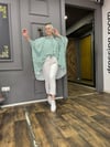 Çizgili Oversize Gömlek Yeşil