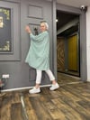 Çizgili Oversize Gömlek Yeşil