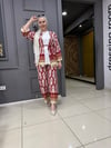 Desenli Kimonolu Takım Bordo