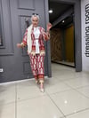 Desenli Kimonolu Takım Bordo
