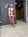 Desenli Kimonolu Takım Bordo