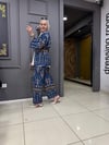 Desenli Kimonolu Takım İndigo