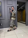 Desenli Kimonolu Takım Siyah Krem