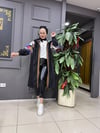 Desenli yağmurluk Siyah