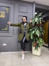 Düğme Detay Kaşe Mont Haki