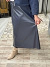Fermuarlı Deri Etek Lacivert